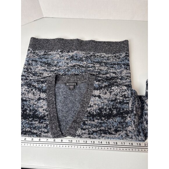 Athleta Sz SP Westlake Textured Cardigan Sweater Gray Fog Camo Fine Merino Wool - Picture 6 of 8